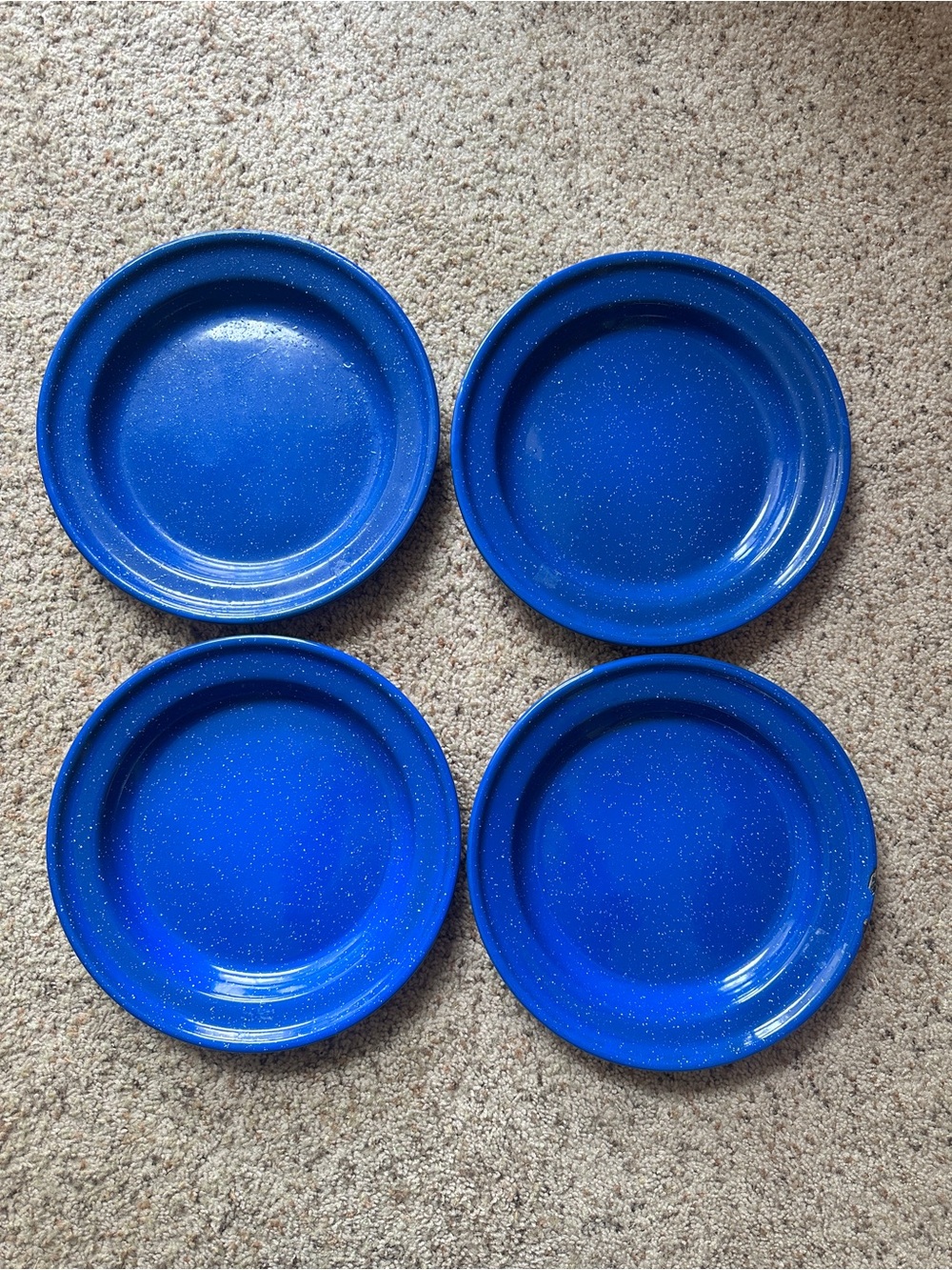 4 Vintage Camping Enamel Plates